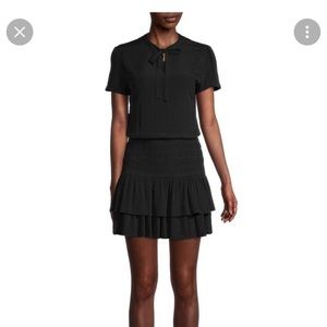Maje Black Short-Sleeve Smocked Dress
